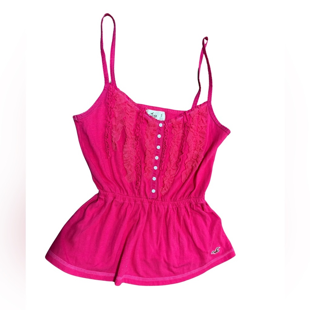 Y2K Hollister Pink Lace Trim Tank Top